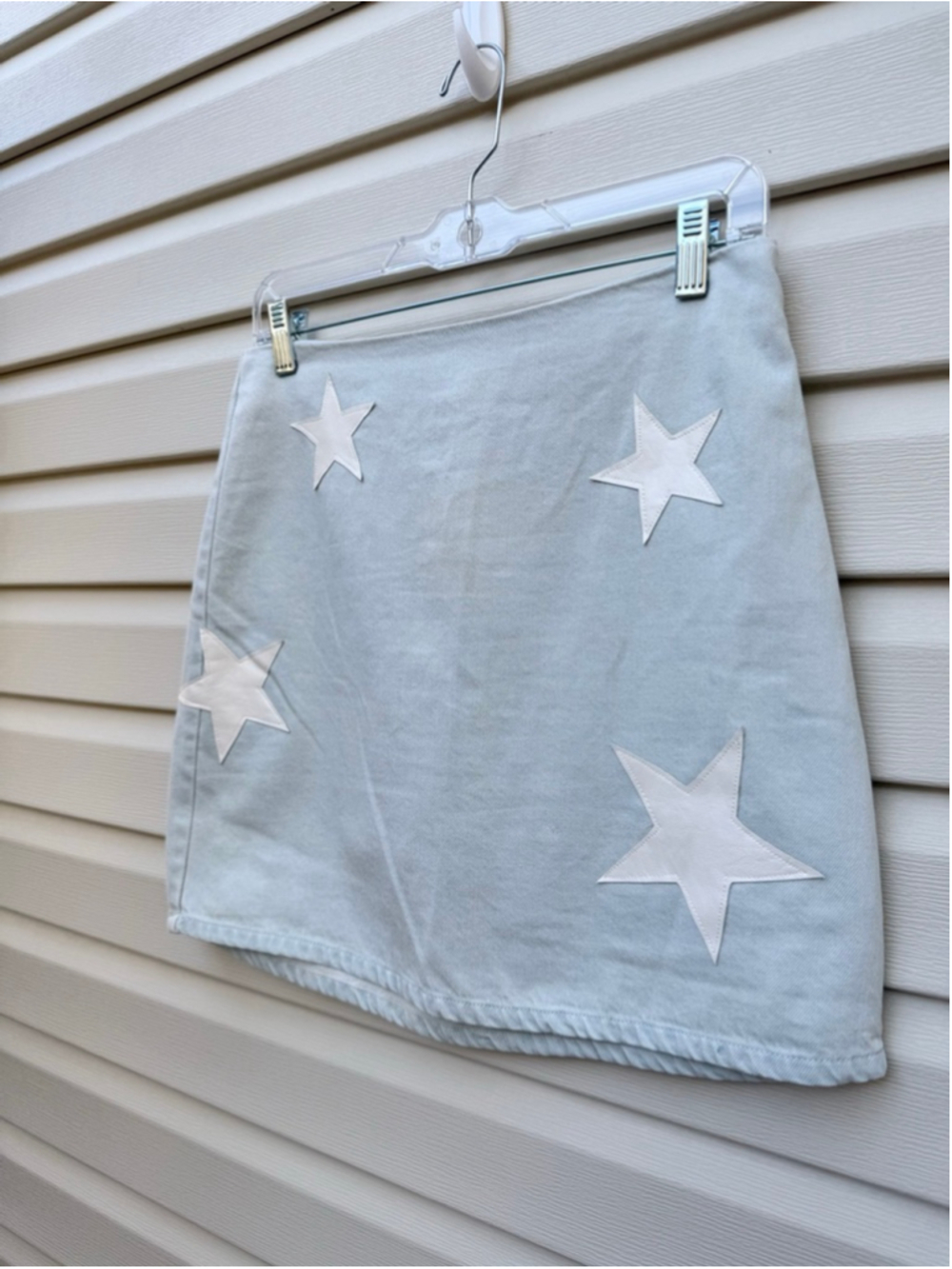 Le Lis Star Patch Denim Mini Skirt NWT Small Y2K Festival Blue - Picture 3 of 8